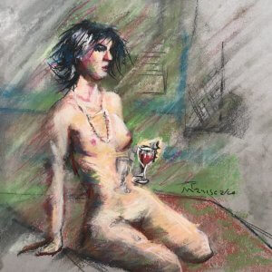 Seated Nude with Wine