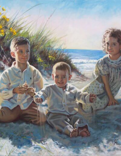 children on beach portrait
