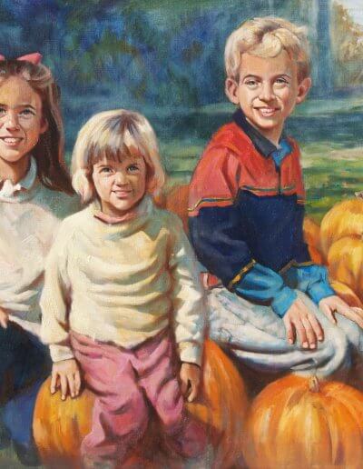 kids with punkins portrait