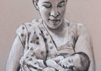 Baby/Parent Charcoal sketches (with Conte) 9" x 12"