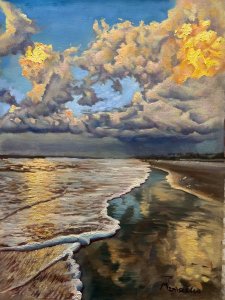Beach Reflections Distant Storm