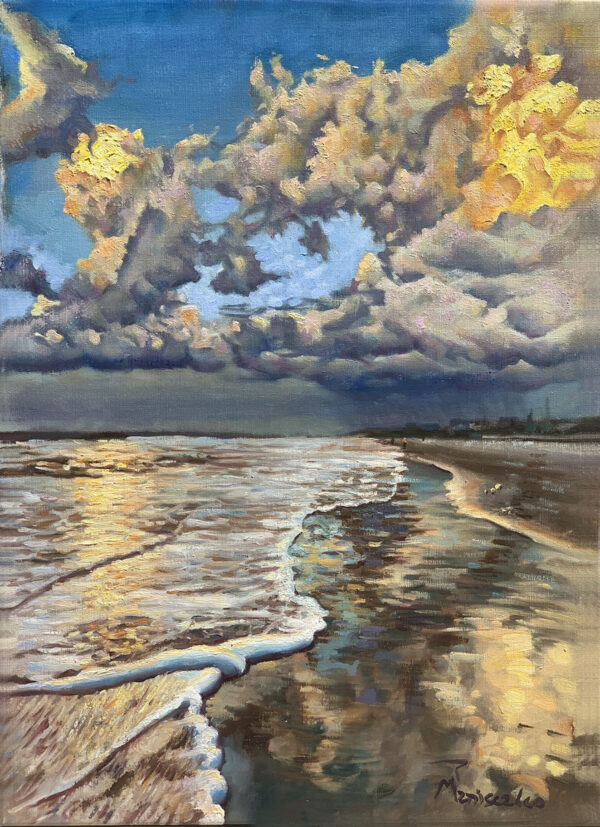 Beach Reflections, Distant Storm
