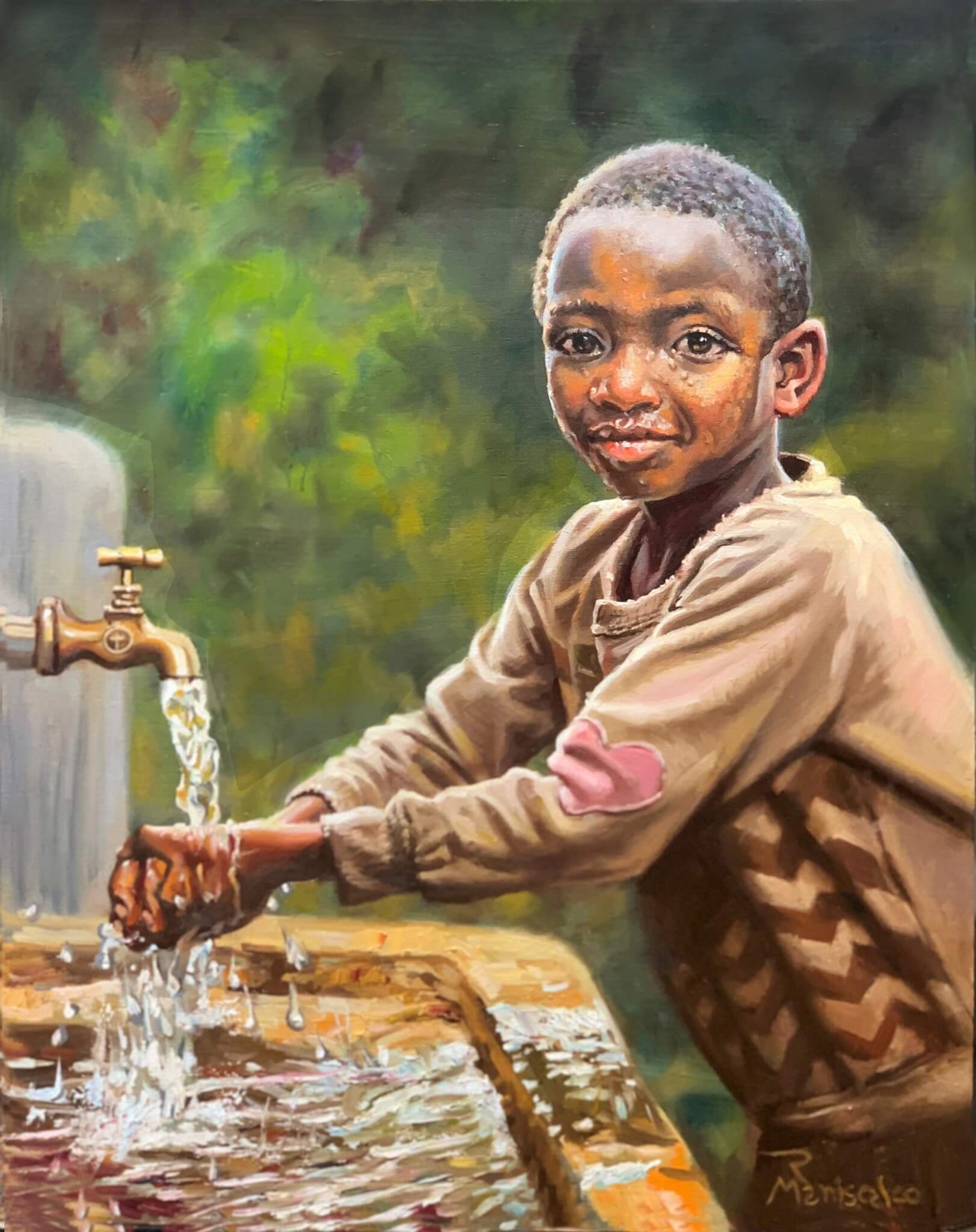 Faficha Chailaka School in Bensa Ethiopia young boy washing hands