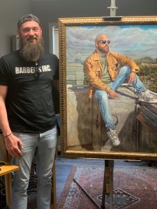 Jacob Holmes with portrait of his brother Stephen