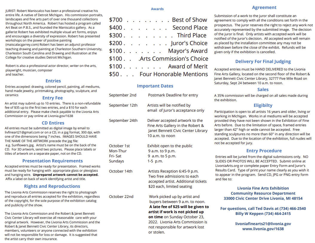 Livoina Art Entry Form
