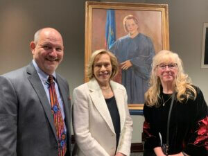 Artist, with Justice Kelly and my sister Betsy, who accompanied me to the investiture.