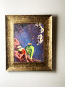 green vessel and Cotton on wall