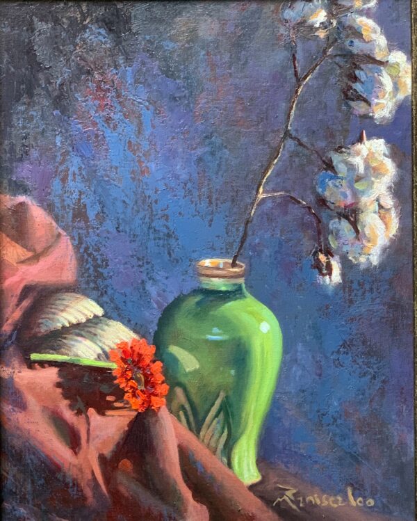 green vessel and cotten