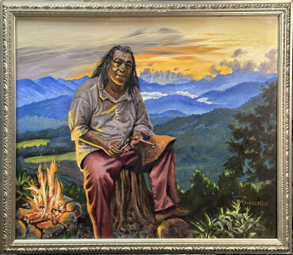 This Land is Your Land Cherokee native American making arrows for hunting